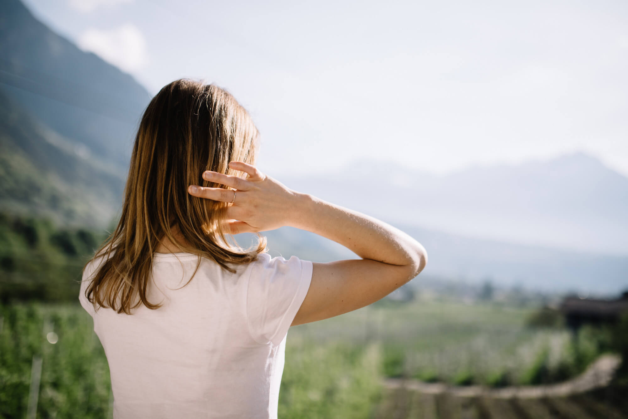 Woman looks into the distance